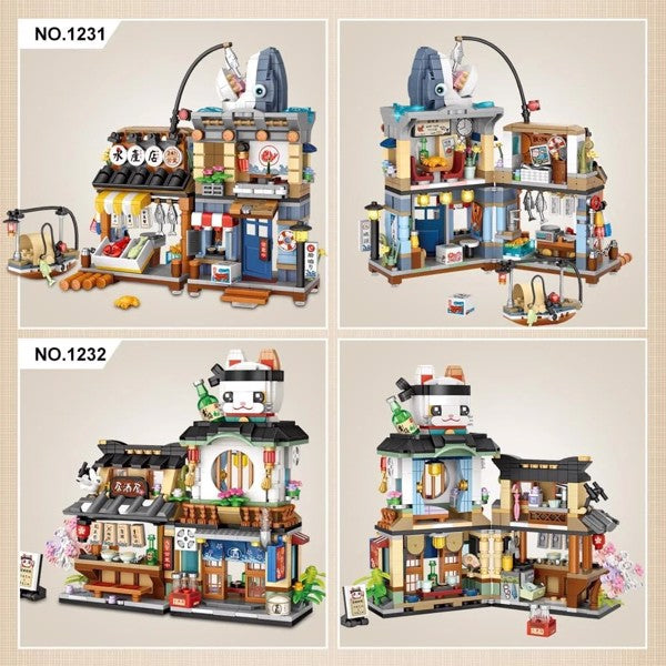 Build 4 PACK BRICK BUILDING KIDS SET, 2969 PCS BUILDING BLOCK SET JAPAN STREET BUILDING PLAYSET GIFTS
