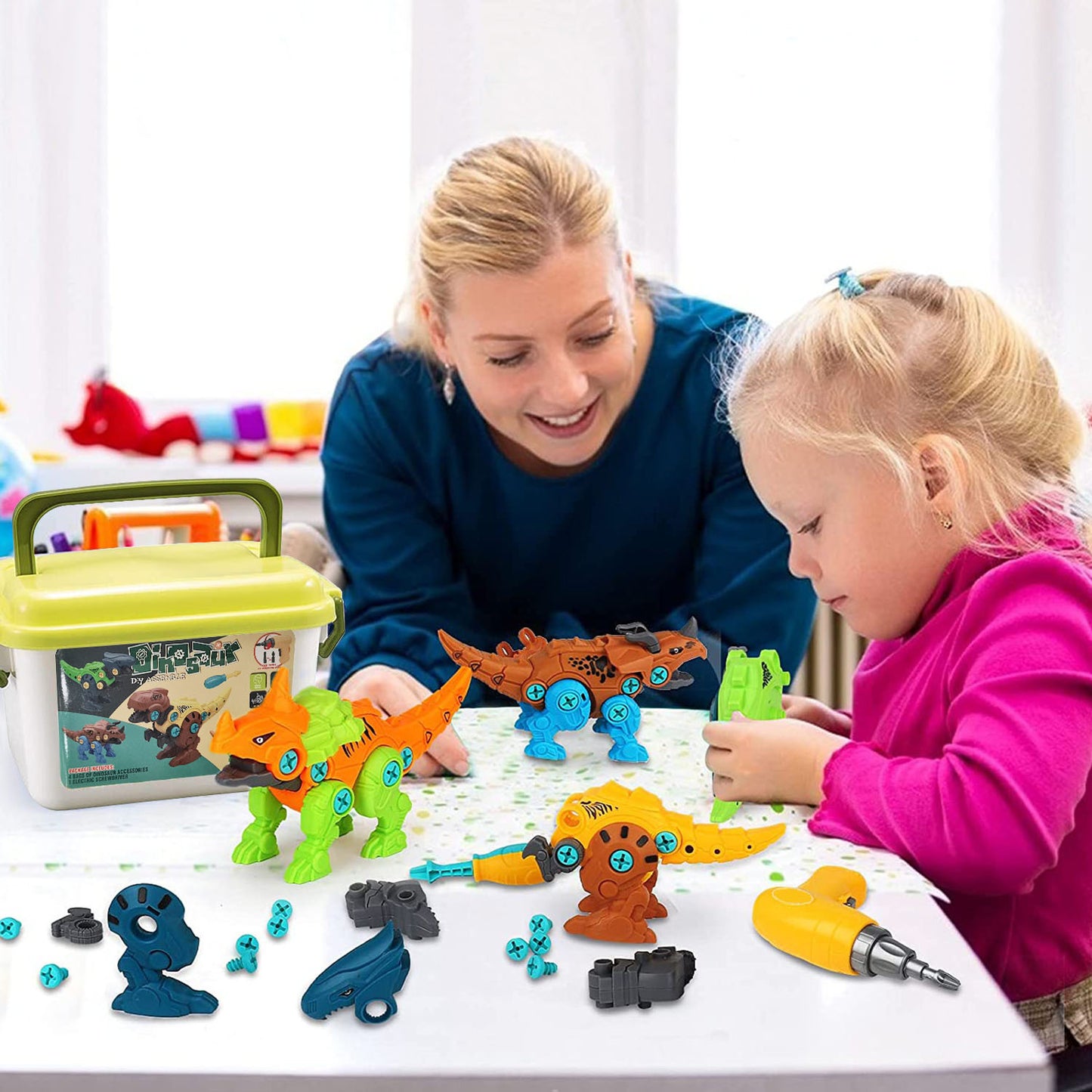 Build Dinosaur (4 in a Set) With Electric Drill/ Drill bits For Kids 3-7 Year Old (requires supervision)