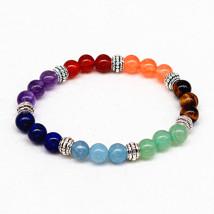 Natural Stone Colorful Chakra Energy Yoga Bracelet