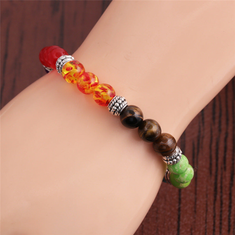 Natural Stone Colorful Chakra Energy Yoga Bracelet
