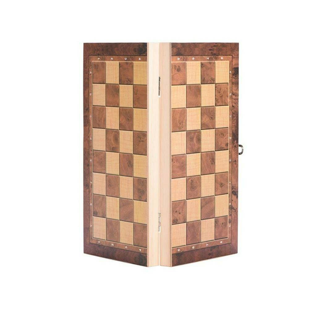 3in1 Large FOLDING WOODEN CHESS SET Board Game Checkers Backgammon Chess
