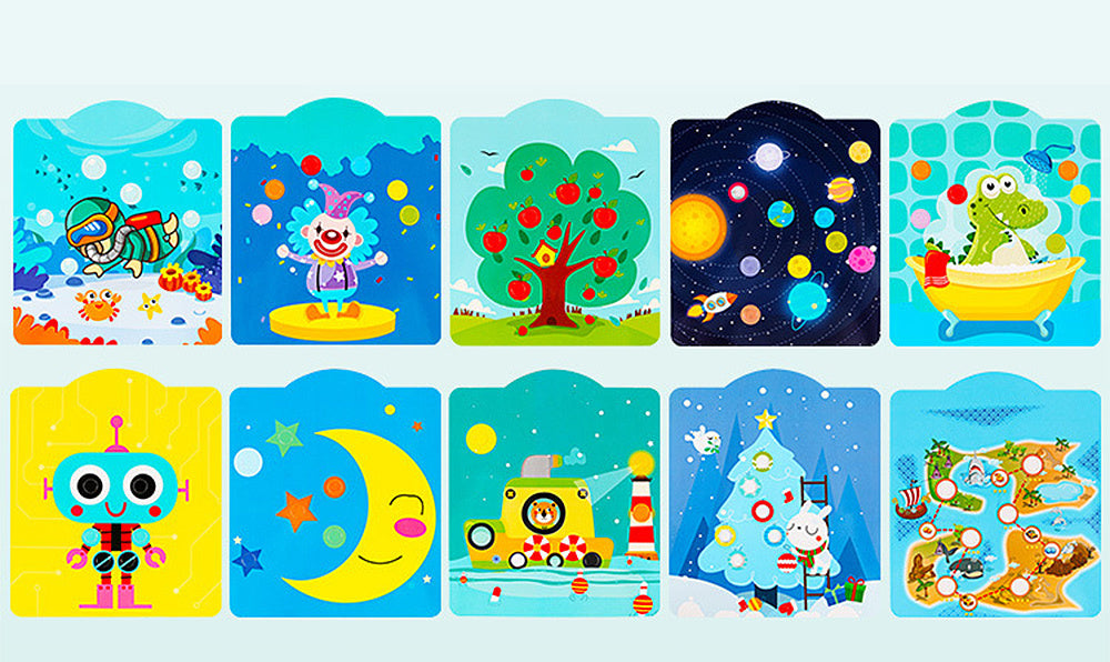 Children's balance green / purple panel with 10 cards