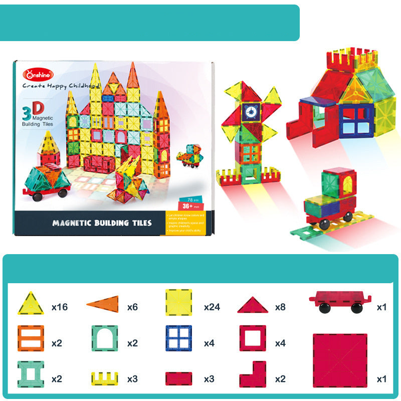 Magnetic Piece Building Block Set Diy Toy Baby Magnet Boy And Girl Puzzle Assembling