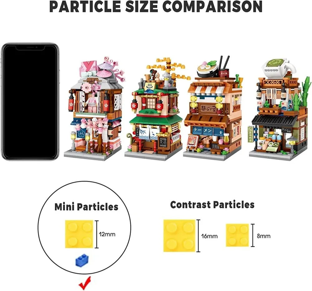 Build Mini-blocks Set 1 For Kids, 2969 PCS - Japanese Street Building Toy Set Gift For 6-15 Years Olds