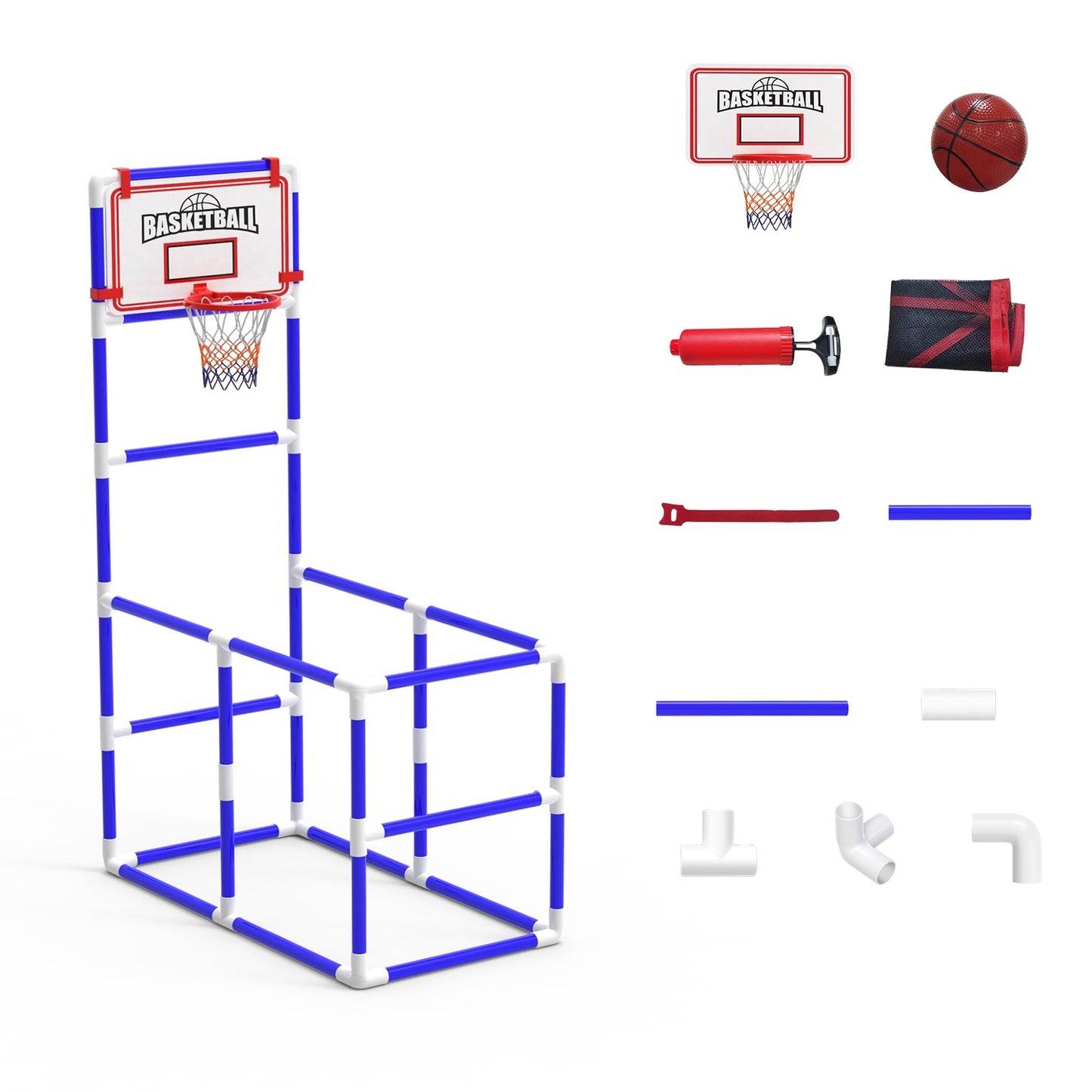 Starter Basketball Set With 2 Balls Adjustable Height -  Indoor