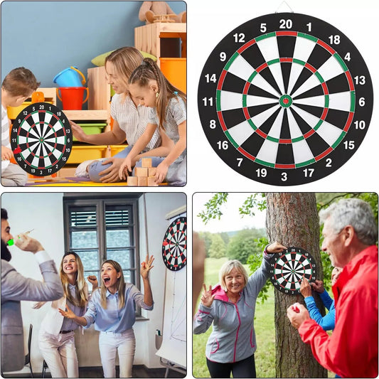 SIZE 17  DARTBOARD SET 6 DARTS  FAMILY DART BOARD GAME ADULTS KIDS XMAS