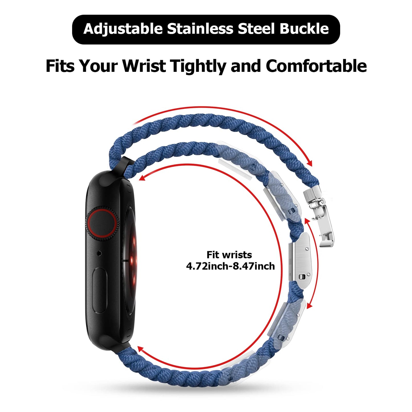 Nepfaivy Compatible With Apple Watch Band - 38mm 40mm 41mm 42mm 44mm 45mm 49mm Braided Stretchy Sport Band For Apple Watch Series SE 8 7 6 5 4 3 2 1, Women Men Nylon Fabric Elastic Loop Breathable Wat
