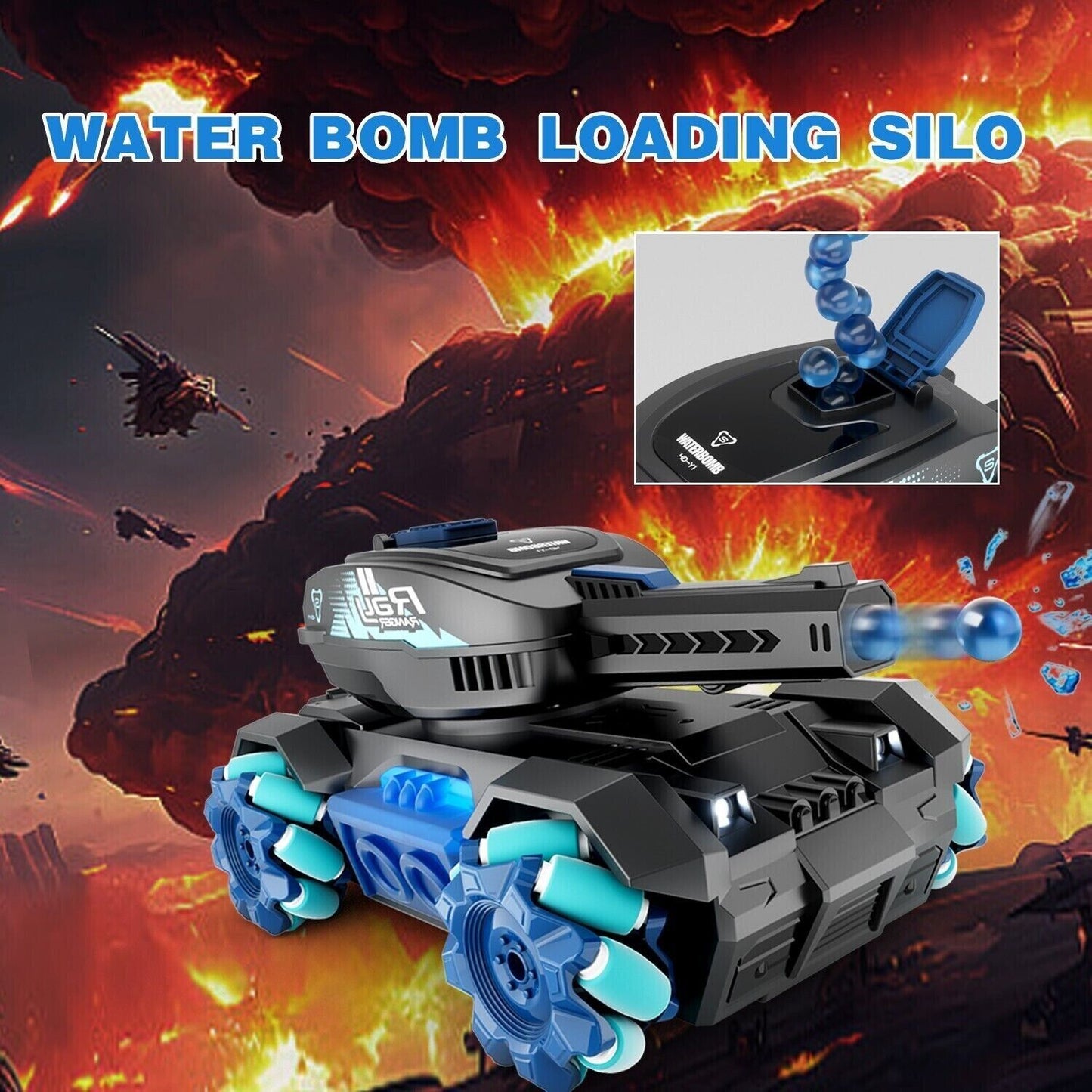 RC Tank Red Four Wheel Drive Remote Control Car 2.4G Gesture Control Water Bomb