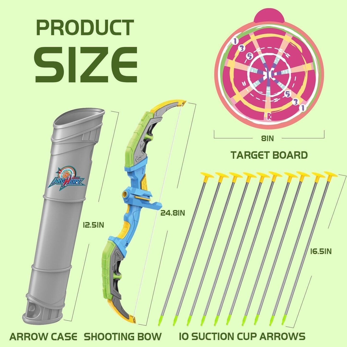 Bow & Arrow Set for Young Archers, LED-lit Archery Bow with 10 Suction Cup Arrows, Targets & Arrow Holders