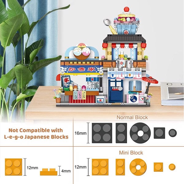 Build 4 PACK BRICK BUILDING KIDS SET, 2969 PCS BUILDING BLOCK SET JAPAN STREET BUILDING PLAYSET GIFTS
