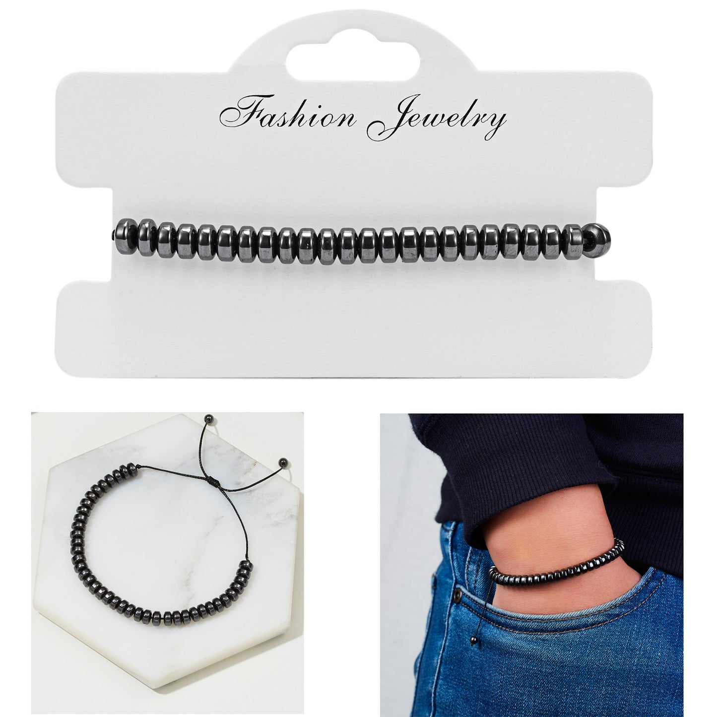 Hematite Hand-woven Adjustable Bracelet