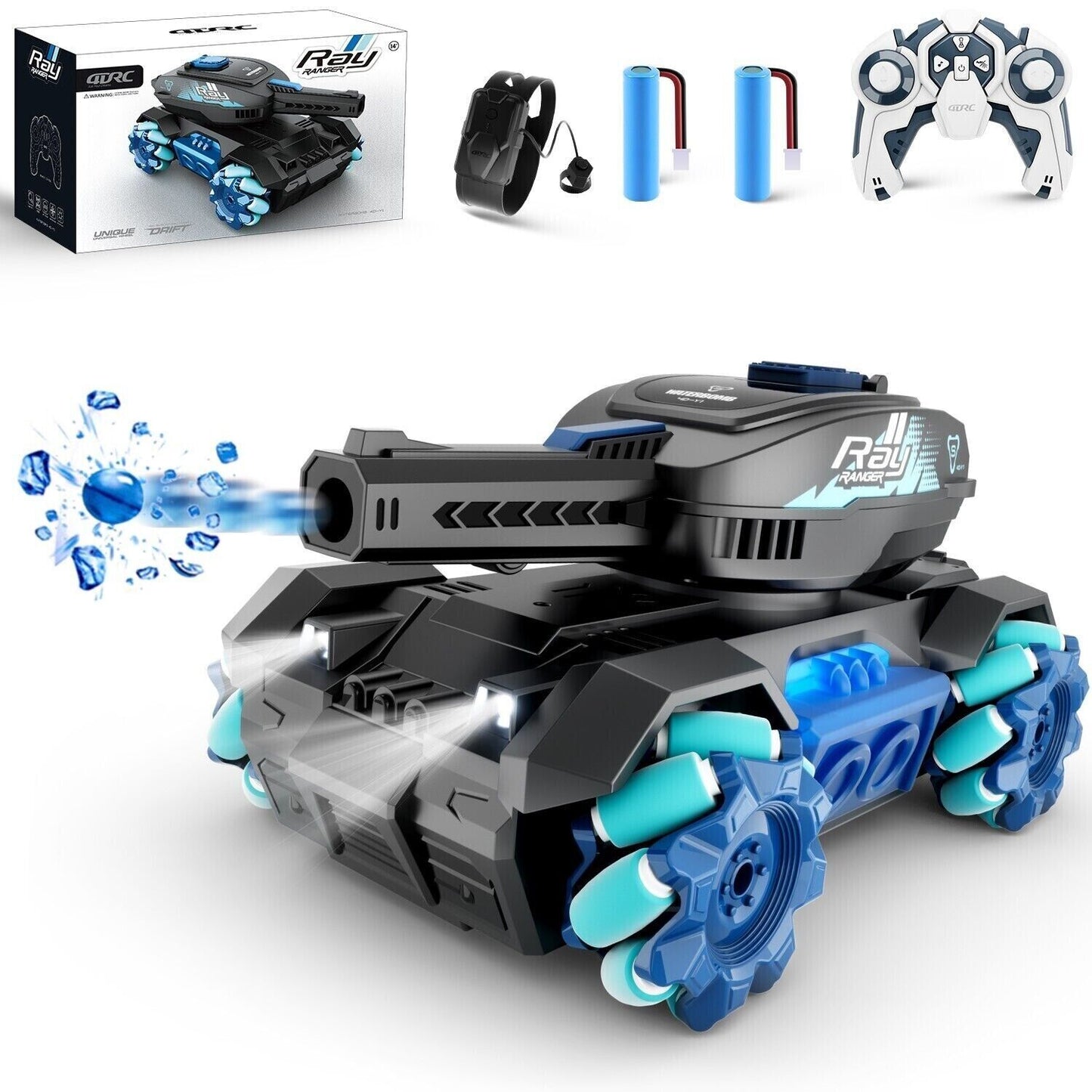 RC Tank Red Four Wheel Drive Remote Control Car 2.4G Gesture Control Water Bomb