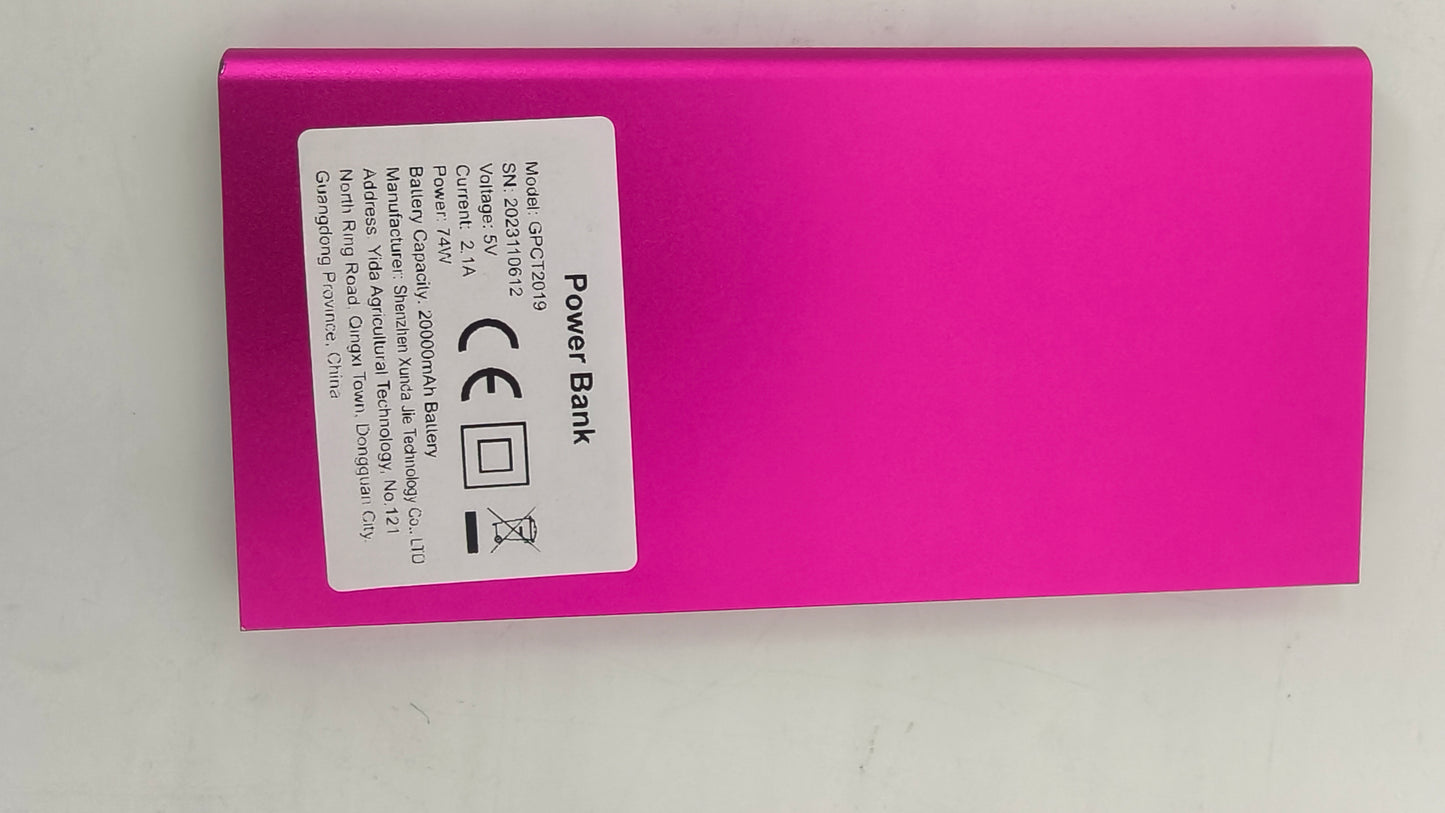 20000mAh Power Bank Ultra-thin External Battery Pack Phone Charger Dual USB Port