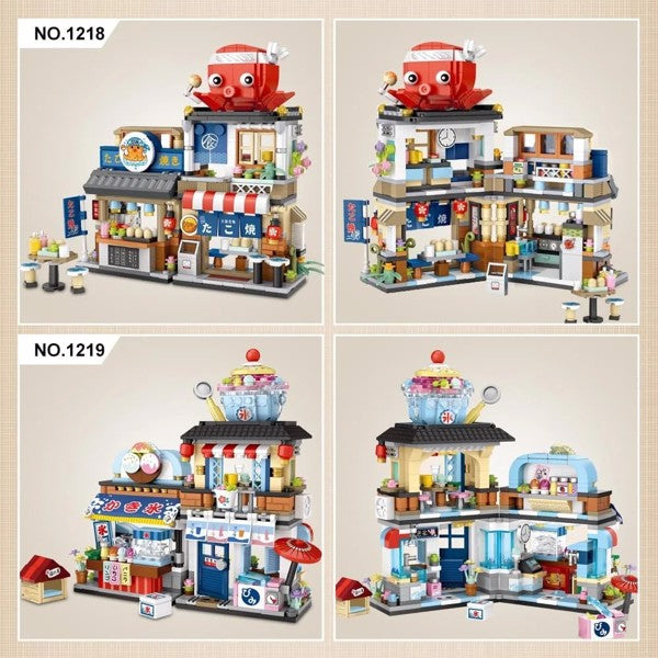 Build 4 PACK BRICK BUILDING KIDS SET, 2969 PCS BUILDING BLOCK SET JAPAN STREET BUILDING PLAYSET GIFTS