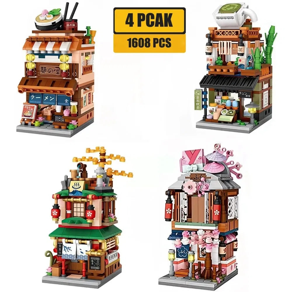 Build Mini-blocks Set 1 For Kids, 2969 PCS - Japanese Street Building Toy Set Gift For 6-15 Years Olds