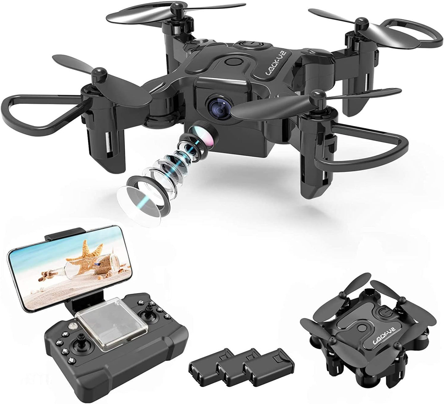 RC Mini Drone DE 4DRC V2 Selfie WIFI FPV With HD Camera Foldable Arm RC Quadcopter Toy (N.B. check local laws & seek permission wherever required)