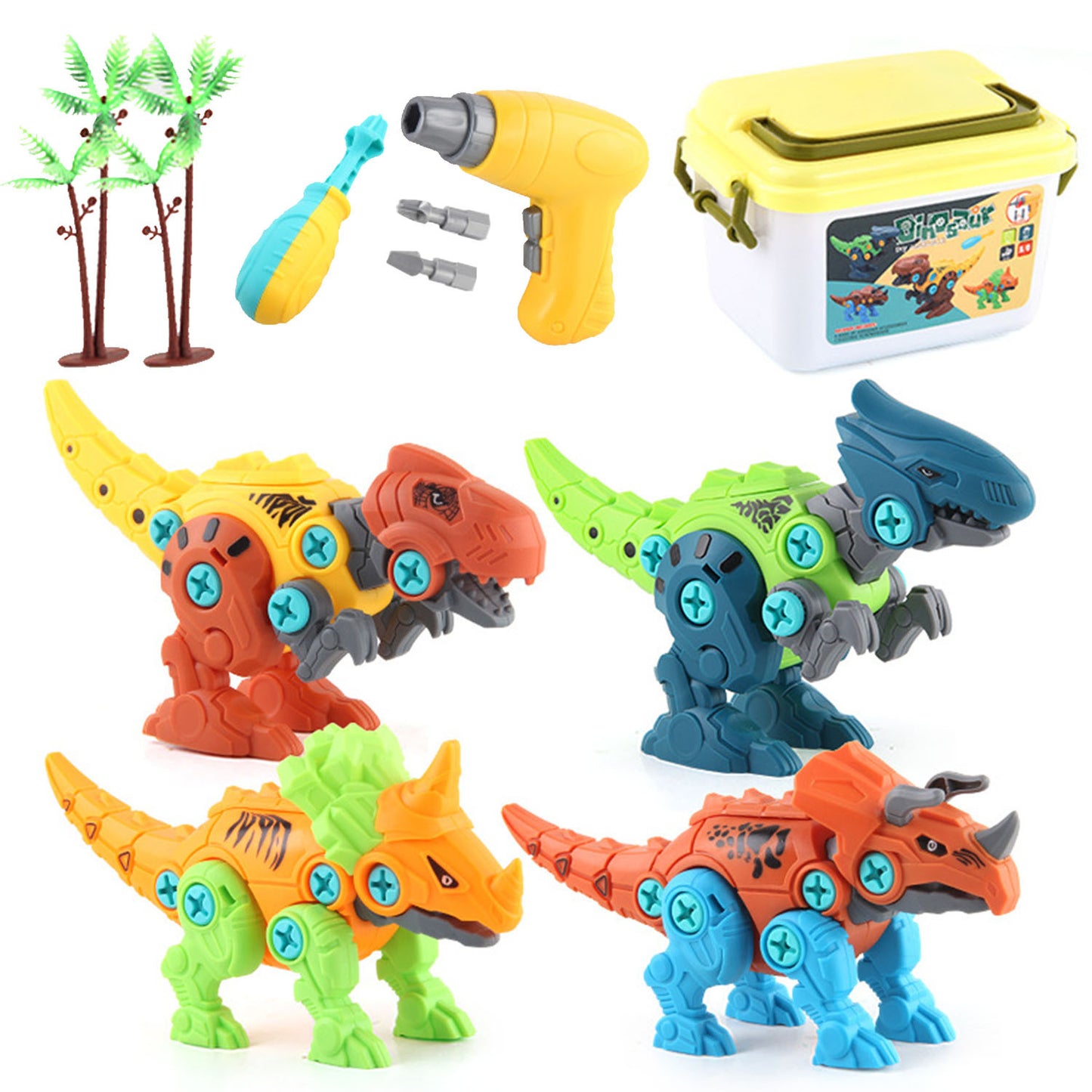 Build Dinosaur (4 in a Set) With Electric Drill/ Drill bits For Kids 3-7 Year Old (requires supervision)