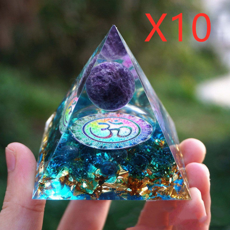 Pyramid Decoration Natural Crystal Spiritual Resin Craft