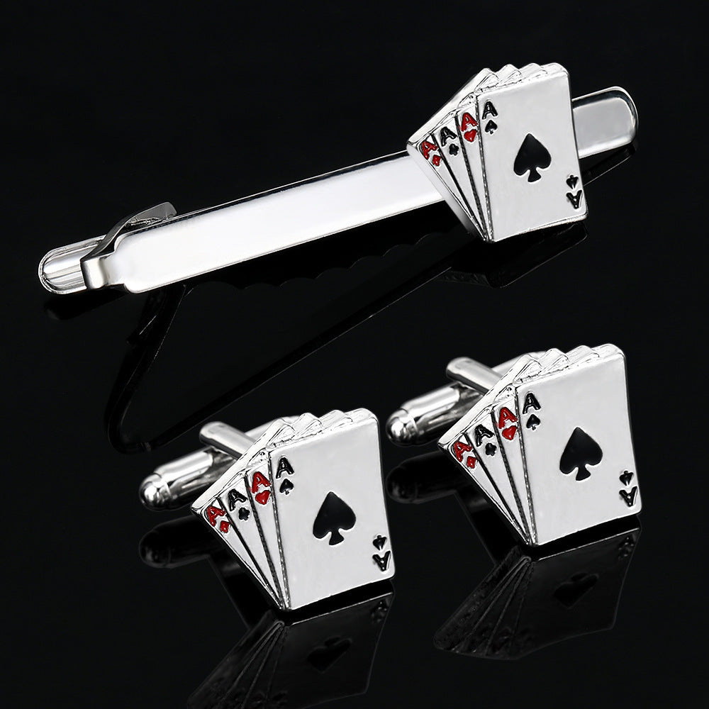 Poker Cufflinks Business Shirt Cufflinks Tie Clip