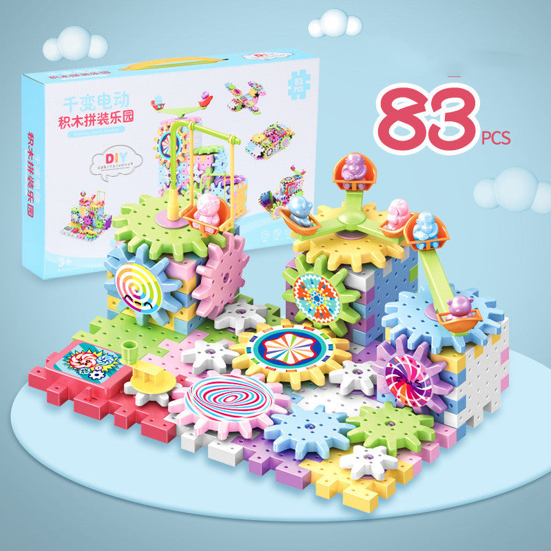 Build 3D Puzzle with basic gears for 3-6 Years Old (83 or 203 pieces)