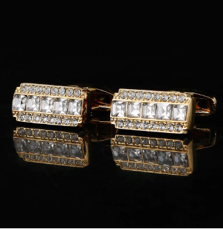 Crystal Cufflinks French Shirt Business Blue and White Two-Tone Diamond Women's Cuff Nails