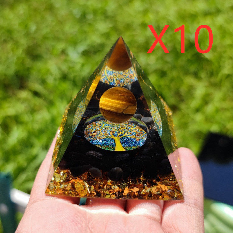 Pyramid Decoration Natural Crystal Spiritual Resin Craft