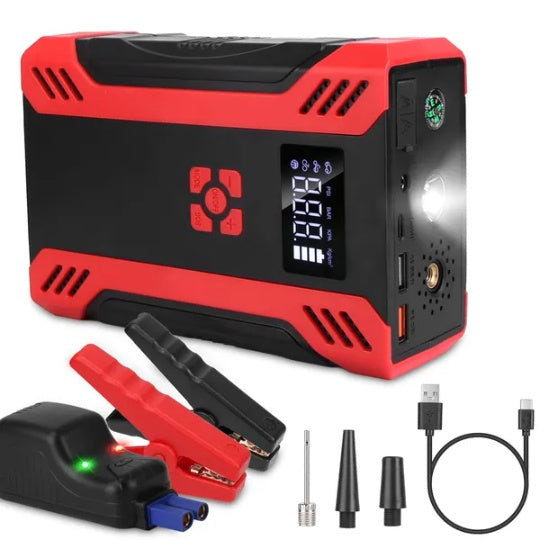 3-in-1 Portable Car Jump Starter + Digital Tire Inflator + Power Bank
