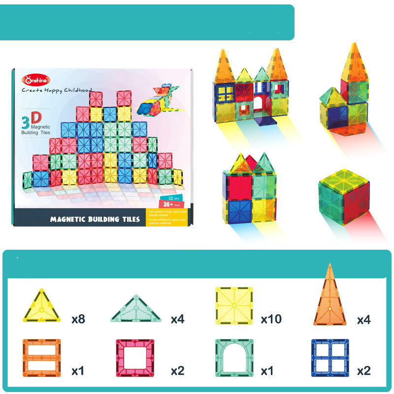 Magnetic Piece Building Block Set Diy Toy Baby Magnet Boy And Girl Puzzle Assembling