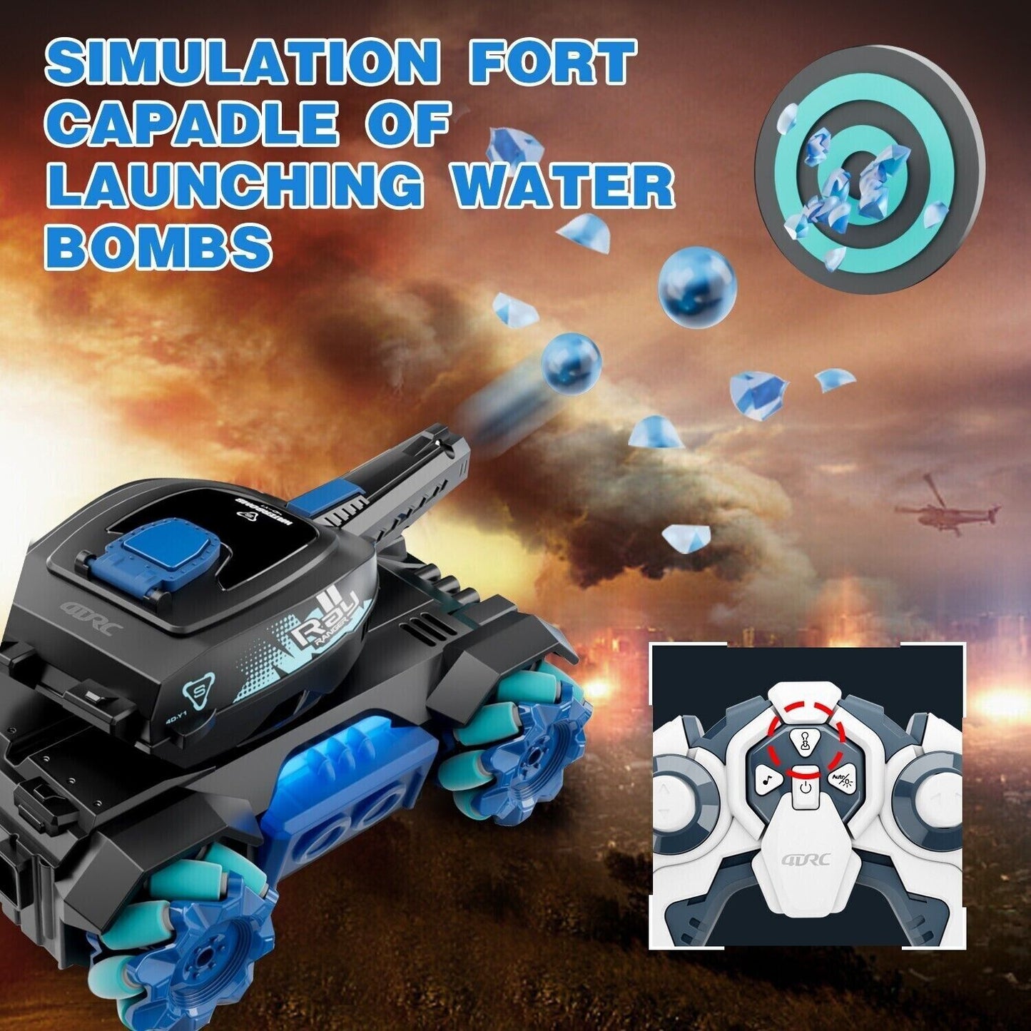 RC Tank Red Four Wheel Drive Remote Control Car 2.4G Gesture Control Water Bomb