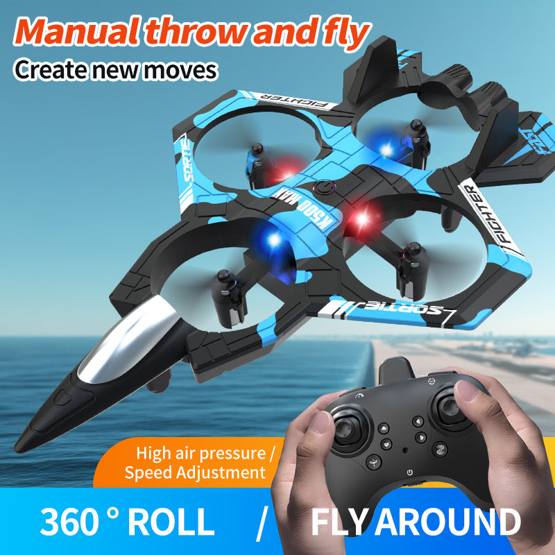 K500 Combat Drone Four-Channel Hovering Quadcopter With Altitude Hold, Flip Stunts, And Remote Control Lighting Plane