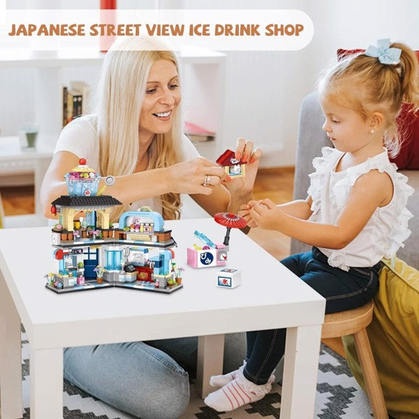 Build 4 PACK BRICK BUILDING KIDS SET, 2969 PCS BUILDING BLOCK SET JAPAN STREET BUILDING PLAYSET GIFTS