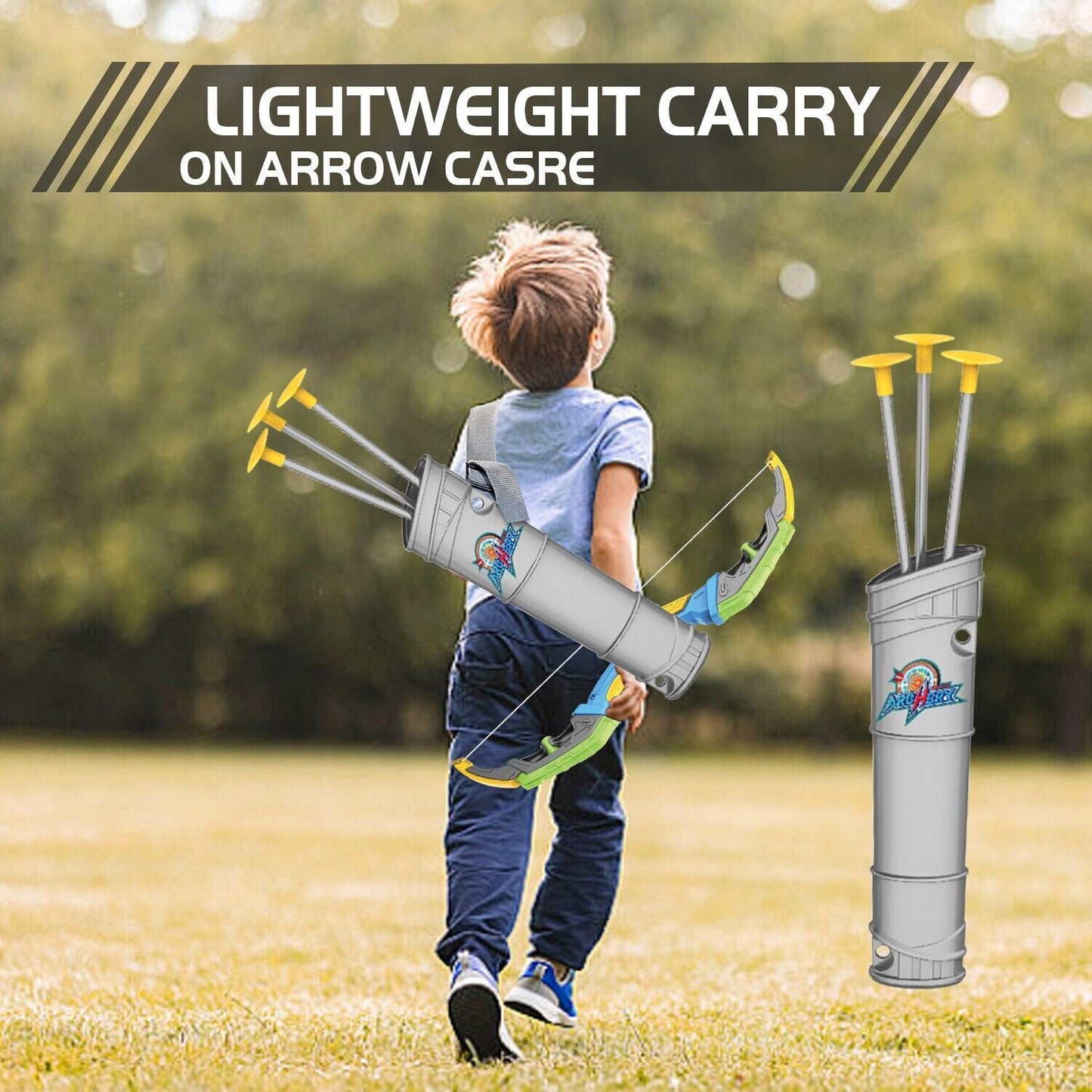 Bow & Arrow Set for Young Archers, LED-lit Archery Bow with 10 Suction Cup Arrows, Targets & Arrow Holders