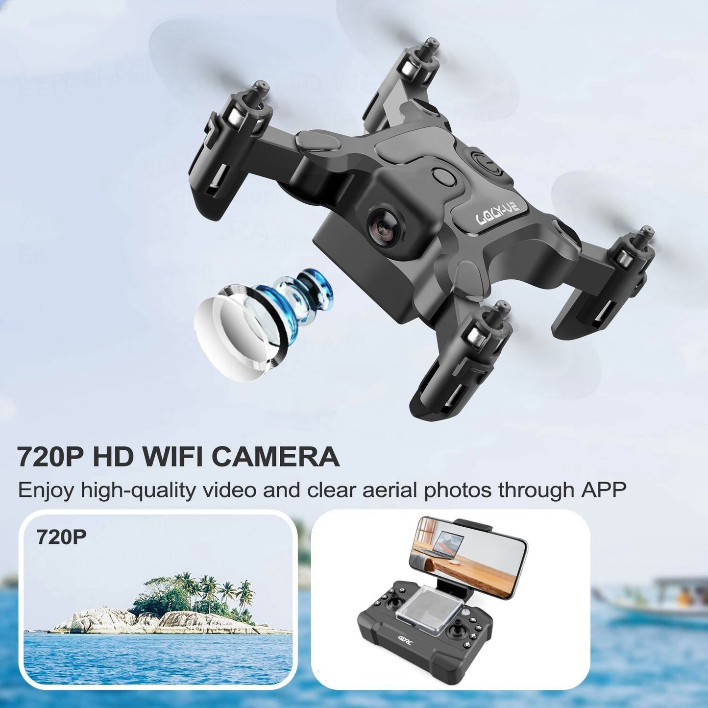 RC Mini Drone DE 4DRC V2 Selfie WIFI FPV With HD Camera Foldable Arm RC Quadcopter Toy (N.B. check local laws & seek permission wherever required)