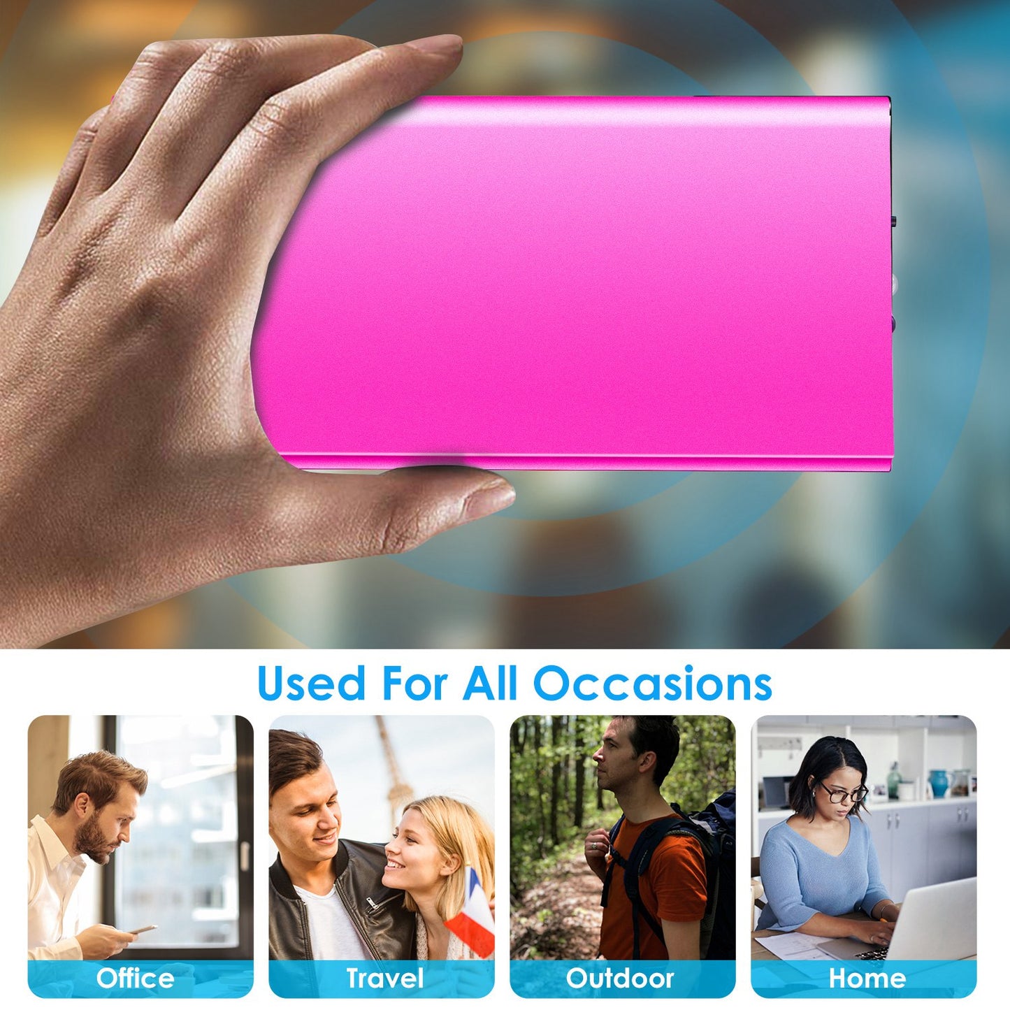 20000mAh Power Bank Ultra-thin External Battery Pack Phone Charger Dual USB Port