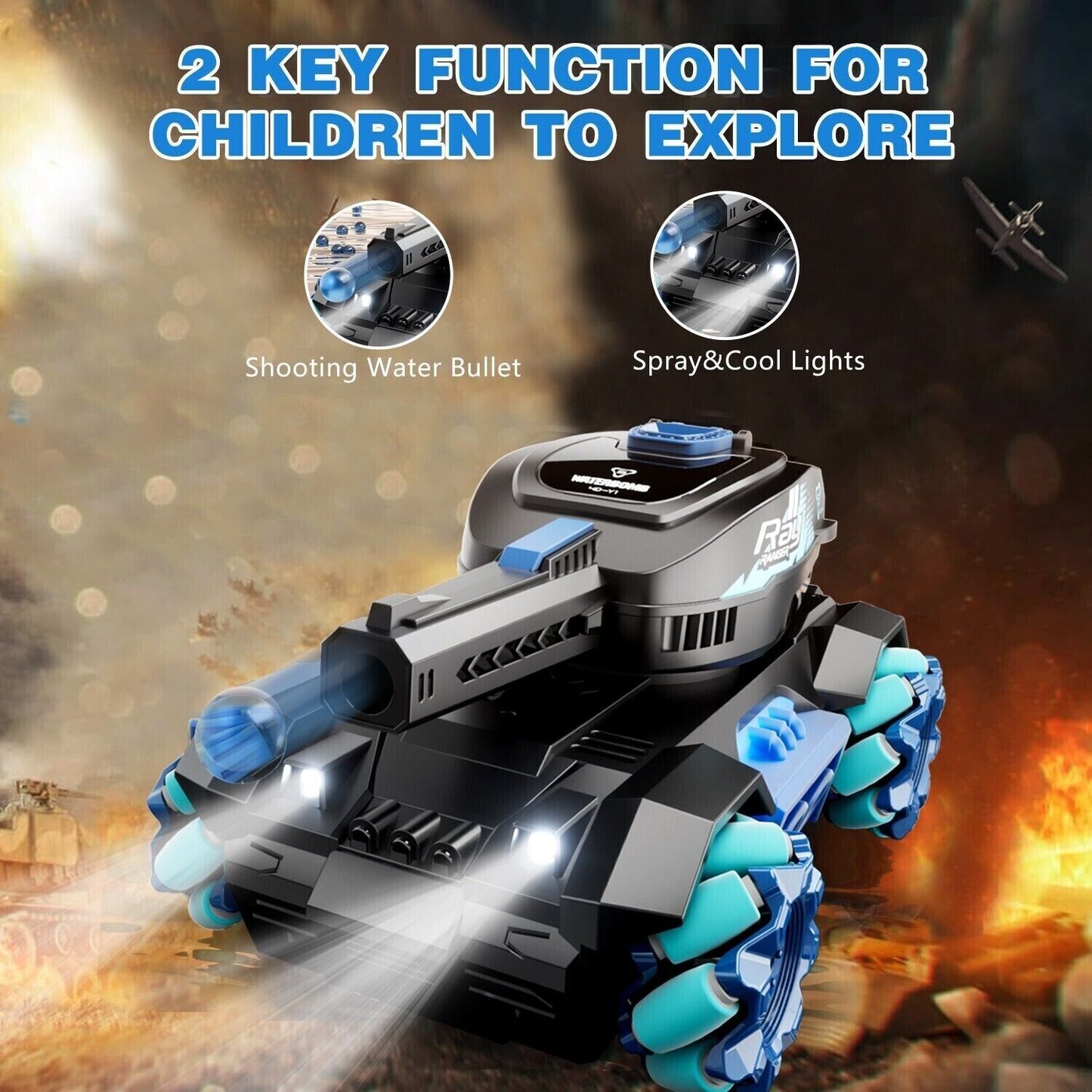 RC Tank Red Four Wheel Drive Remote Control Car 2.4G Gesture Control Water Bomb