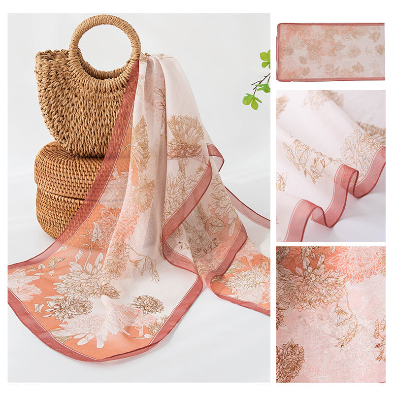 Silk Scarf Women's Mulberry Silk Printed Scarf