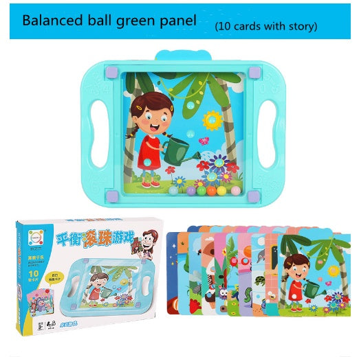 Children's balance green / purple panel with 10 cards