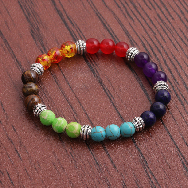 Natural Stone Colorful Chakra Energy Yoga Bracelet