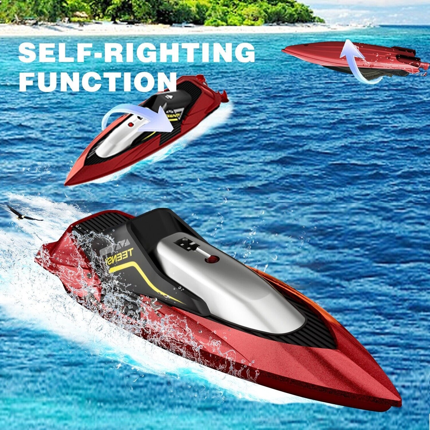 Fast RC Boat For Pools And Lakes, 2.4 GHz 20 MPH 4DRC S5 Racing Boats For Kids
