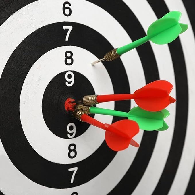 SIZE 17  DARTBOARD SET 6 DARTS  FAMILY DART BOARD GAME ADULTS KIDS XMAS