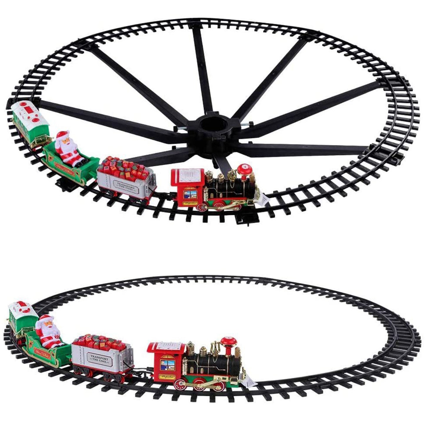 Electric Train Set Kid Toy Xmas Steam Train Kit Tree Surround Track Battery Operated With Sound Light Santa Claus Christmas Gift