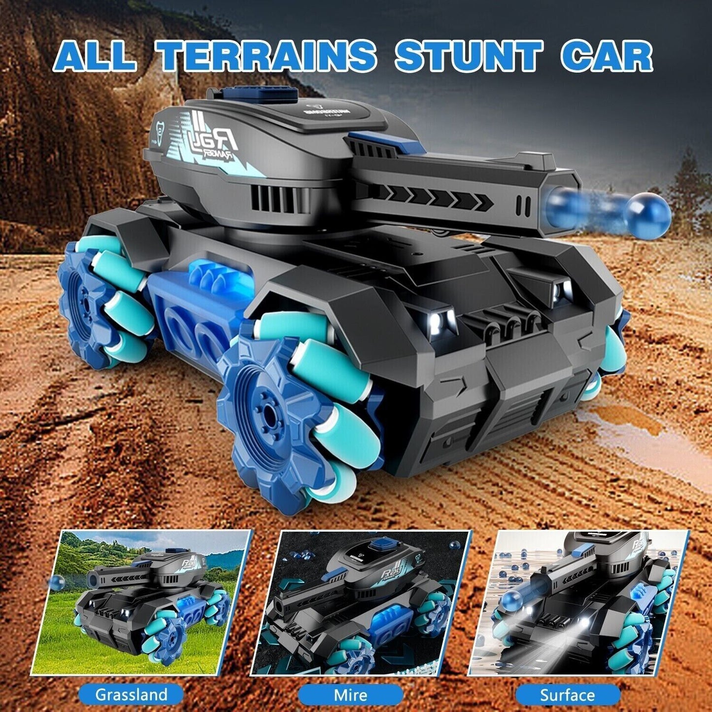 RC Tank Red Four Wheel Drive Remote Control Car 2.4G Gesture Control Water Bomb